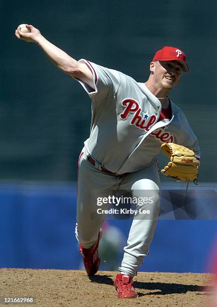 Philadelphia Phllies starter Brett Myers allowed two hits in scoreless eight innings during 4-1 victory over the Los Angeles Dodgers at Dodger...