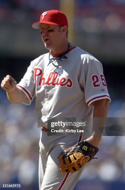 Jim Thome of the Philadelphia Phillies during 4-1 victory over the Los Angeles Dodgers at Dodger Stadium on Sunday, August 8, 2004.