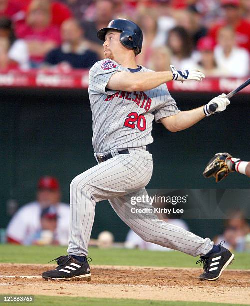 Minnesota Twins' Lew Ford during a 7-5 win over the Los Angeles Angels of Anaheim at Angel Stadium in Anaheim, California on Monday, July 4, 2005.