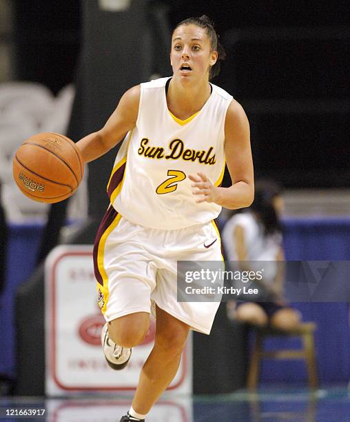 Reagan Pariseau of Arizona State dribbles upcourt during 74-66 victory over Oregon State in Pacific-10 Conference Tournament Quarterfinal at HP...