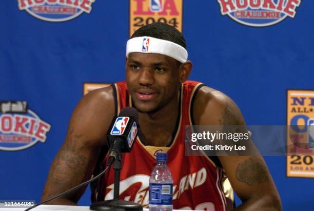 Cleveland Cavaliers rookie LeBron James, the No. 1 pick in the 2003 NBA draft speaks during a press conference for the NBA All-Star Rookie Challenge...