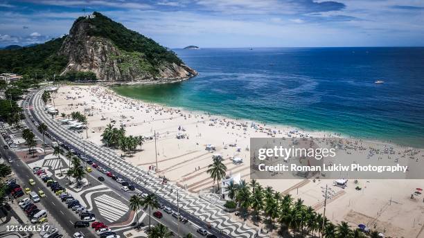 copacabana beach sugar loaf mountain- rio de janeiro - palm sugar stockfoto's en -beelden