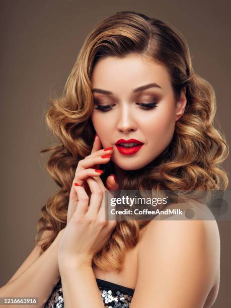 portrait of young beautiful woman - ceremonial make up stock pictures, royalty-free photos & images