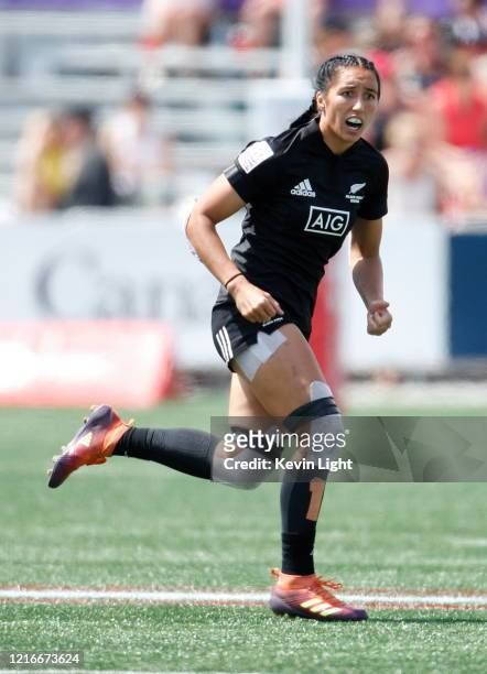Sarah Hirini of New Zealand against China during the HSBC World Rugby Sevens Series at Westhills Stadium on MAY 11, 2019 in Langford, British...