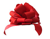Big beautiful red bow for gift, gift wrapping, banner, advertisement, congratulation.