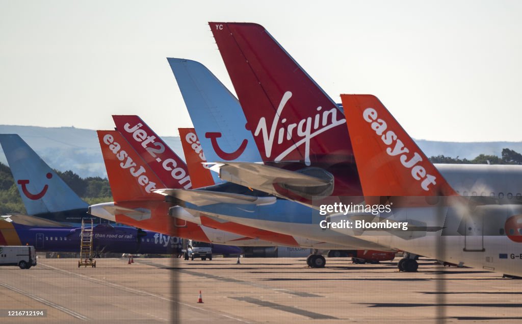 Grounded Airlines At Manchester Airport