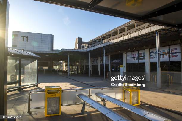 An entrance to Terminal 1 stands deserted at Manchester Airport, operated by Manchester Airport Plc, in Manchester, U.K., on Monday, June 1, 2020....