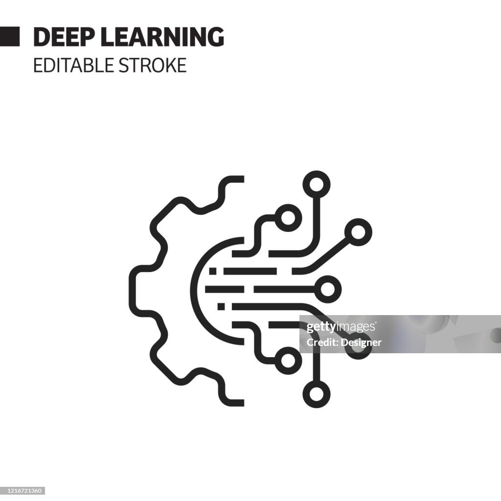 Artificial Intelligence - Deep Learning Related Editable Stroke Icon. Vector Illustration Symbol