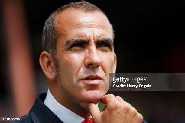 Swindon manager Paolo di Canio looks on prior to the npower League Two match between Swindon Town FC and Oxford United at the County Ground on August...