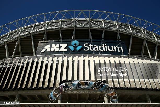 An exterior view of ANZ Stadium on April 04, 2020 in Sydney, Australia. Sport and events held at the stadium continue to be postponed and cancelled...