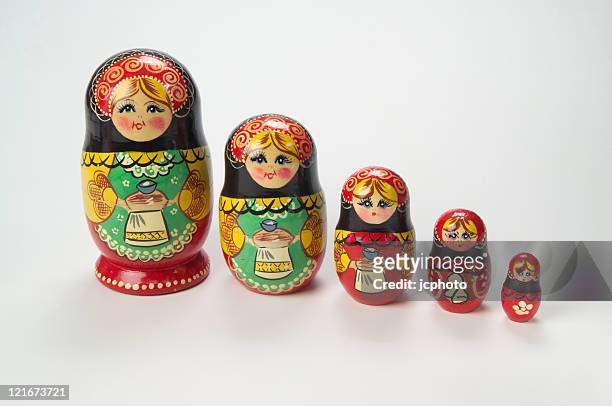 russian nesting (matryoshka) dolls - russian nesting doll stock pictures, royalty-free photos & images