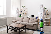 Professional cleaning with disinfectant spray of all home