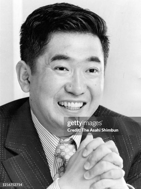 Newly elected lower house lawmaker Shintaro Ishihara speaks during the Asahi Shimbun interview on December 18, 1972 in Tokyo, Japan.