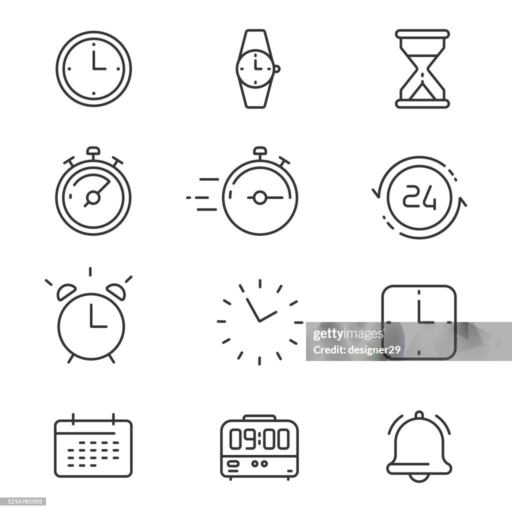 Zeit-Symbol Set Linie Vektor-Design.