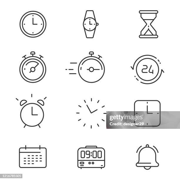 zeit-symbol set linie vektor-design. - safety equipment stock-grafiken, -clipart, -cartoons und -symbole