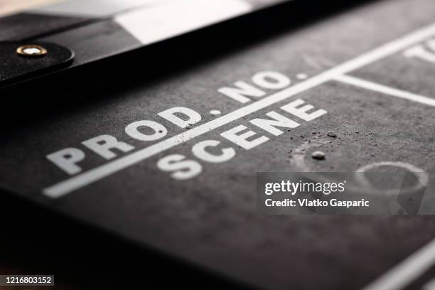 close-up of film clap board film slate - film director stock pictures, royalty-free photos & images