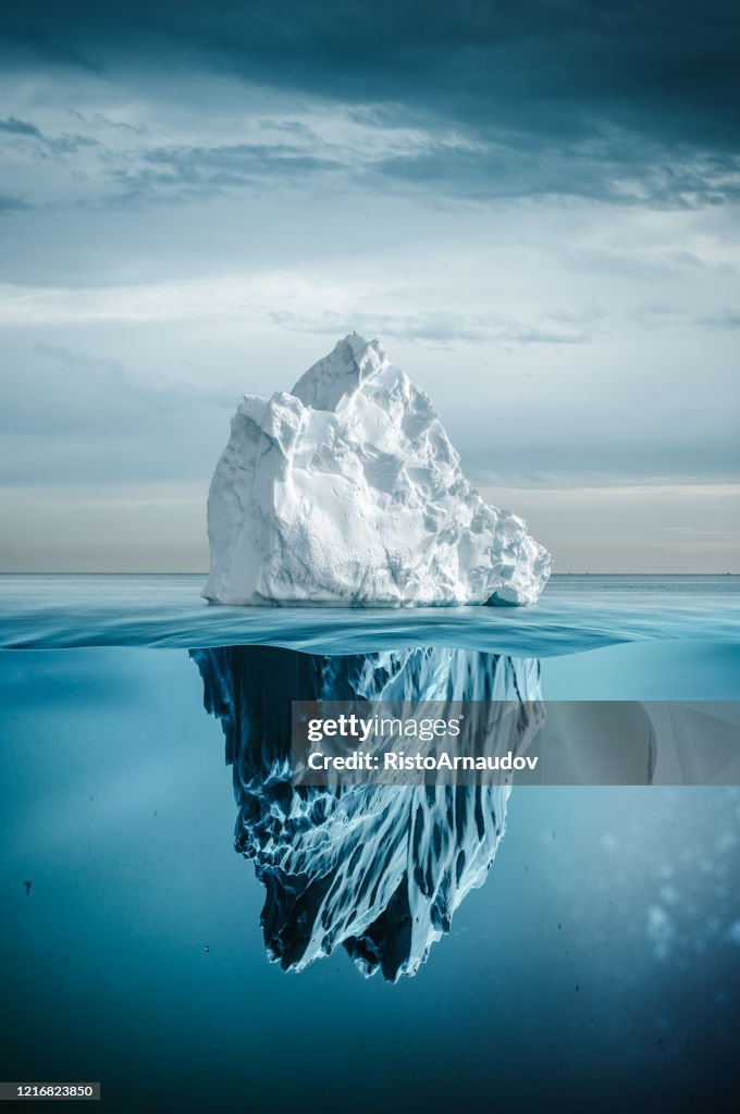 Iceberg with above and underwater