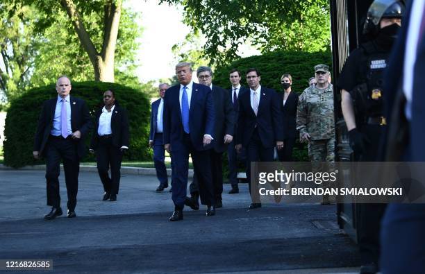 President Donald Trump leaves the White House on foot to go to St John's Episcopal church across Lafayette Park in Washington, DC on June 1, 2020. -...