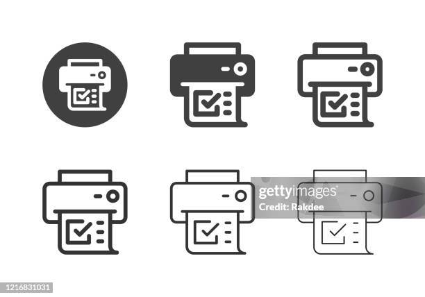 ilustrações de stock, clip art, desenhos animados e ícones de computer printer icons - multi series - interface gráfica do usuário