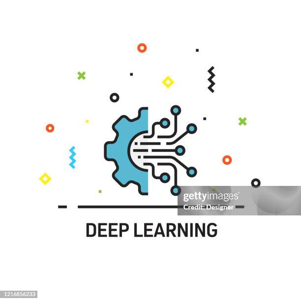 人工智慧 - 深度學習相關圖示。向量插圖符號 - 深度學習 幅插畫檔、美工圖案、卡通及圖�標