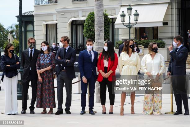 Princess Stephanie of Monaco, Andrea Casiraghi, his wife Tatiana Santo Domingo, Pierre Casiraghi, Louis Ducruet, his wife Marie Chevallier, Pauline...