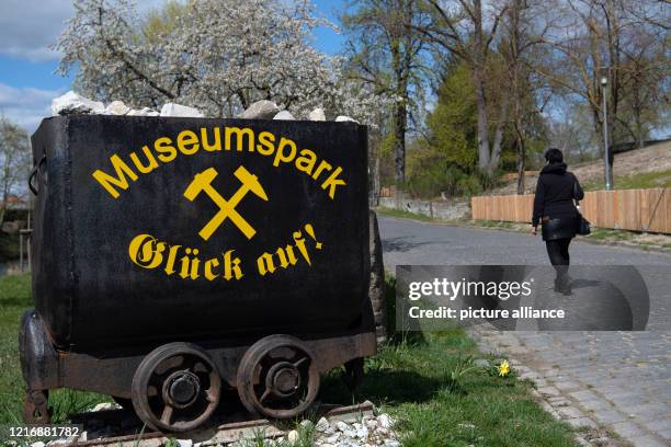 April 2020, Brandenburg, Rüdersdorf: "Museum Park - Glück auf!" is written on a lorry in Ruedersdorf Museum Park. Photo: Paul...