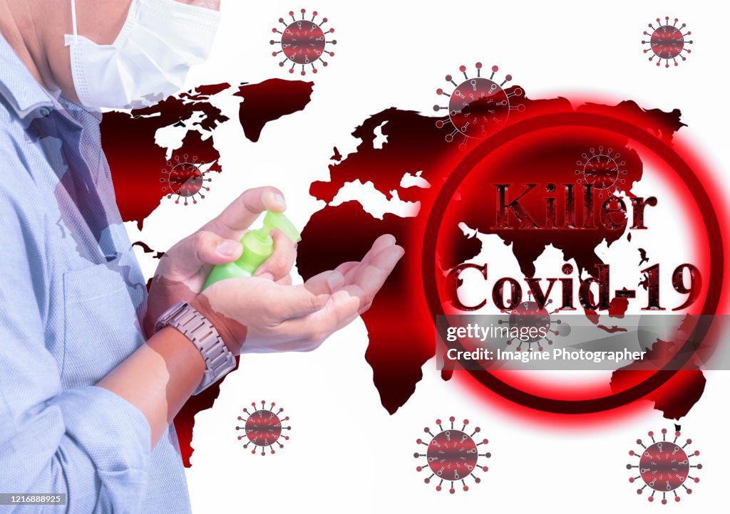 The outbreak of the Covid-19 virus. It is a threat to human life and spread around the world. Frequent washing of hands with gel and alcohol will kill germs and stop the outbreak of Covid-19.