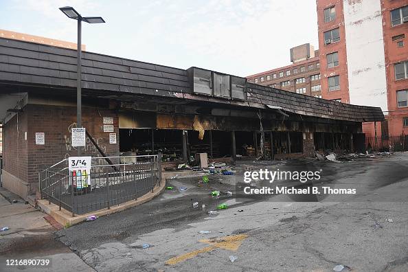 Philadelphiaon Fire During Riots A 7Eleven is seen damaged after being set on fire during riots and ...