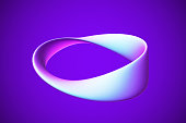 3D blue Moebius strip isolated on white background. Concept of eternity, endless and limitless income.