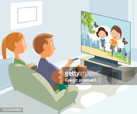 29 Ilustraciones de Familia Viendo Television - Getty Images