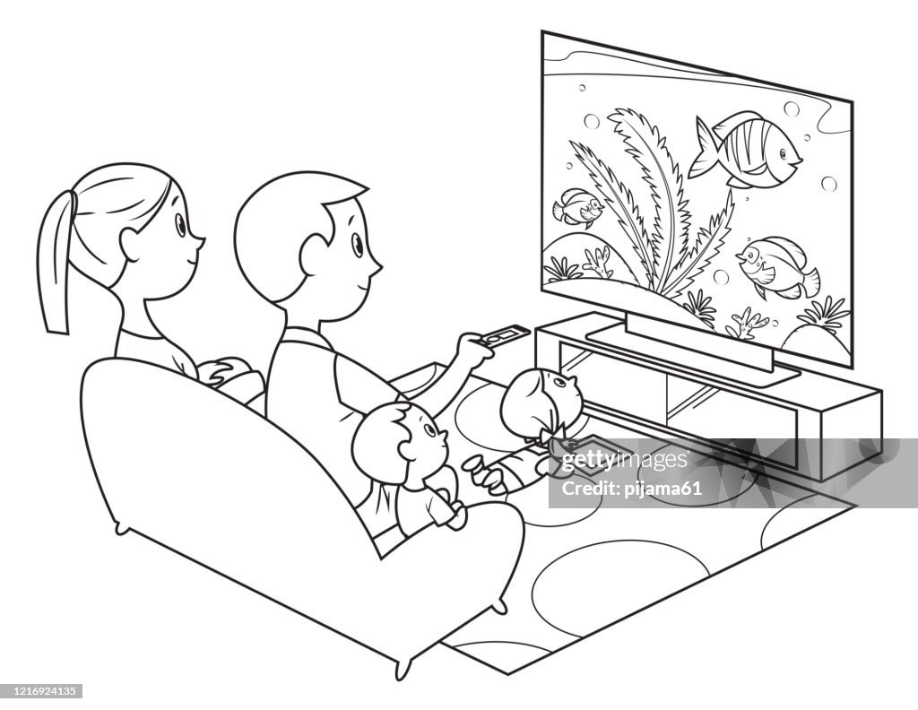 Libro Para Colorear Familia Viendo La Televisión Ilustración de stock - Getty Images Libro Para Colorear Familia Viendo La Televisión Ilustración de stock - Getty Images