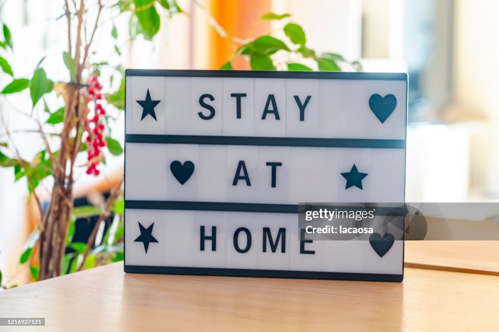 Stay at home message in lightbox