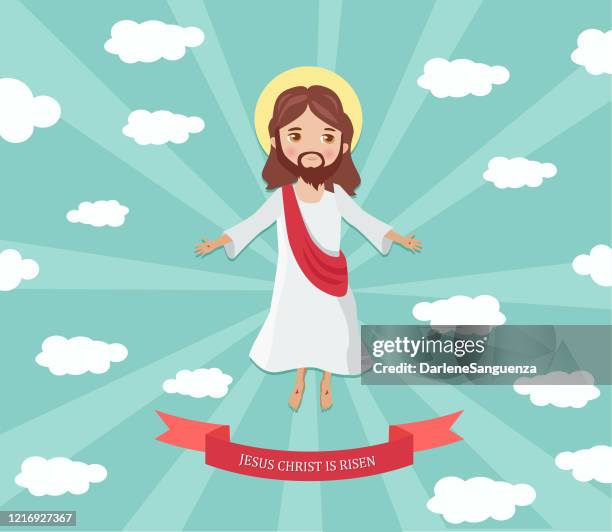 jesus christ is risen - ascension of christ stock illustrations