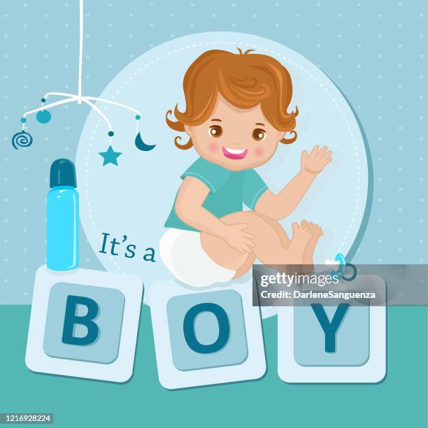 it's a baby boy stock vector illustration - large wave stock illustrations