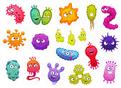 Bacteria, smiling pathogen microbes and viruses