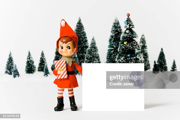 vintage christmas - elf toy stockfoto's en -beelden