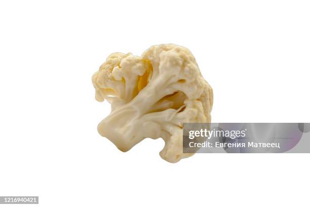 fresh cauliflower cabbage vegetable isolated on white background. close up. selective soft focus. - cauliflower stock pictures, royalty-free photos & images