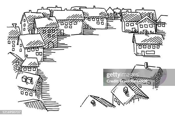 ilustraciones, imágenes clip art, dibujos animados e iconos de stock de empty village square no people drawing - plaza