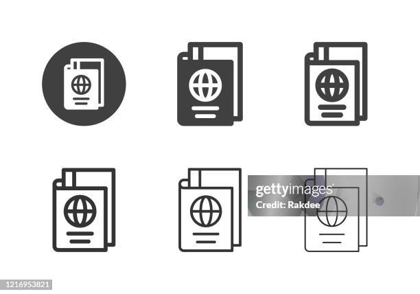 passport and boarding pass icons - multi series - passport stock illustrations