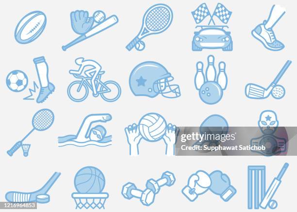 sport 02 line icons set clipart - rugby ball stock-grafiken, -clipart, -cartoons und -symbole