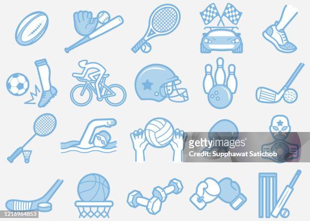 ilustrações, clipart, desenhos animados e ícones de ícones da linha sport 02 definem clip art - capacete de beisebol