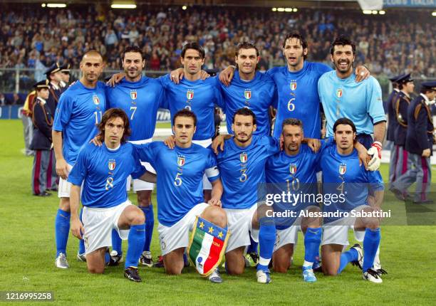 Italy team Marco Di Vaio, Stefano Fiore, Christian Panucci, Christian Vieri, Marco Materazzi, Gianluigi Buffon, Fabio Cannavaro, Gianluca Zambrotta,...