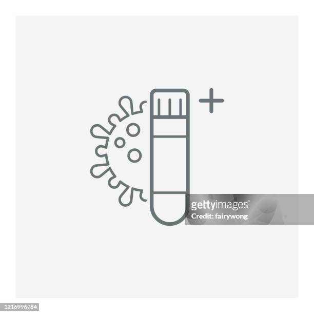 illustrazioni stock, clip art, cartoni animati e icone di tendenza di icona della provetta, apparecchiature mediche per testare covid-19 - test tube