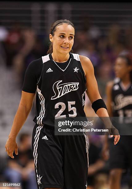 Becky Hammon of the San Antonio Silver Stars during the WNBA game against the Phoenix Mercury at US Airways Center on August 20, 2011 in Phoenix,...