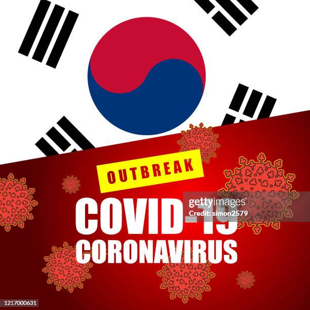coronavirus outbreak warning sign with south korea - australia lockdown stock illustrations