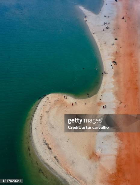 urban beach in angola from above, mussulo bay - angola water stock pictures, royalty-free photos & images