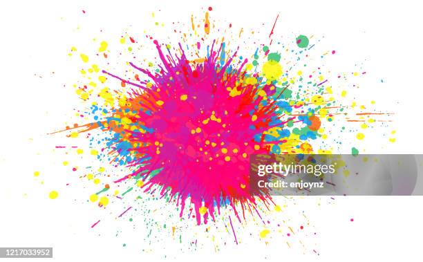 ilustrações de stock, clip art, desenhos animados e ícones de rainbow paint splash background - paint splash