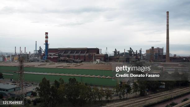 General views of Ilva plant on April 05, 2020 in Taranto, Italy.