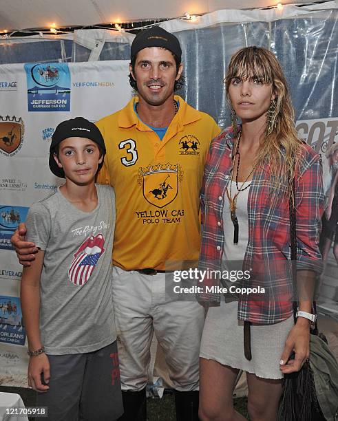 Polo player/model Nacho Figueras , his wife Delfina Blaquier and son Hilario Figueras attend an afternoon of polo with the Garber family hosted by...