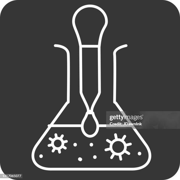 cold and flu virus test kit with test tube and eye dropper with bacterium - getting flu shot stock illustrations